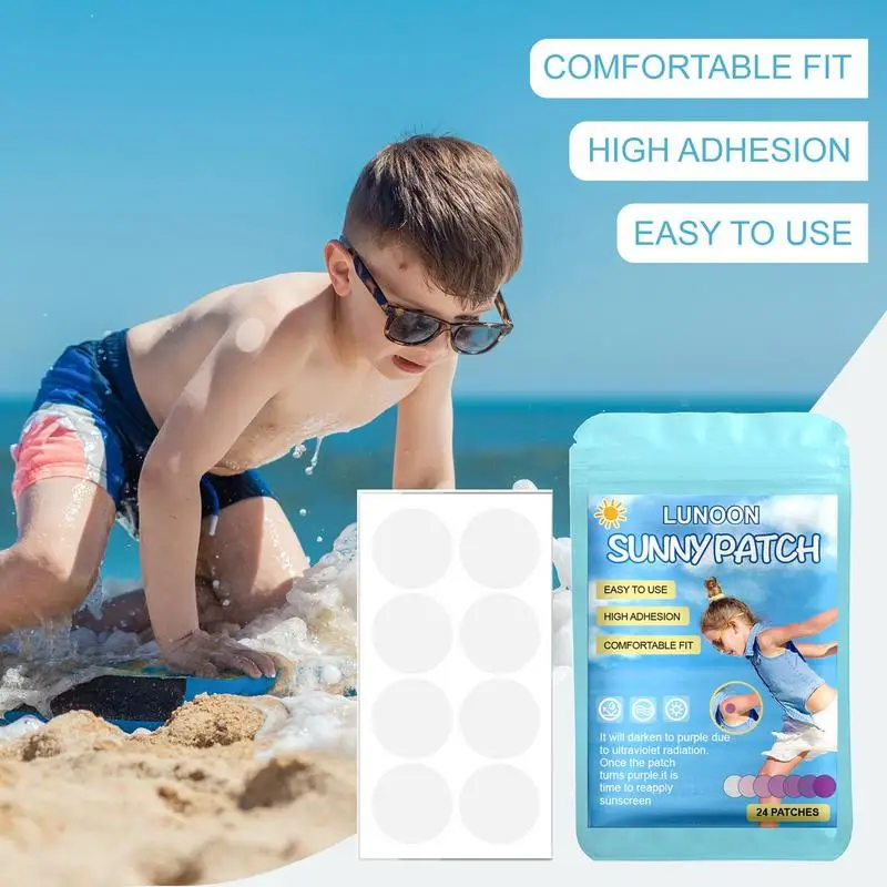 UV Detection Patches Color Changing UV Activated Sunscreen Stickers Beach Must-Have Transparent Sunblock Patch For Kids Adults