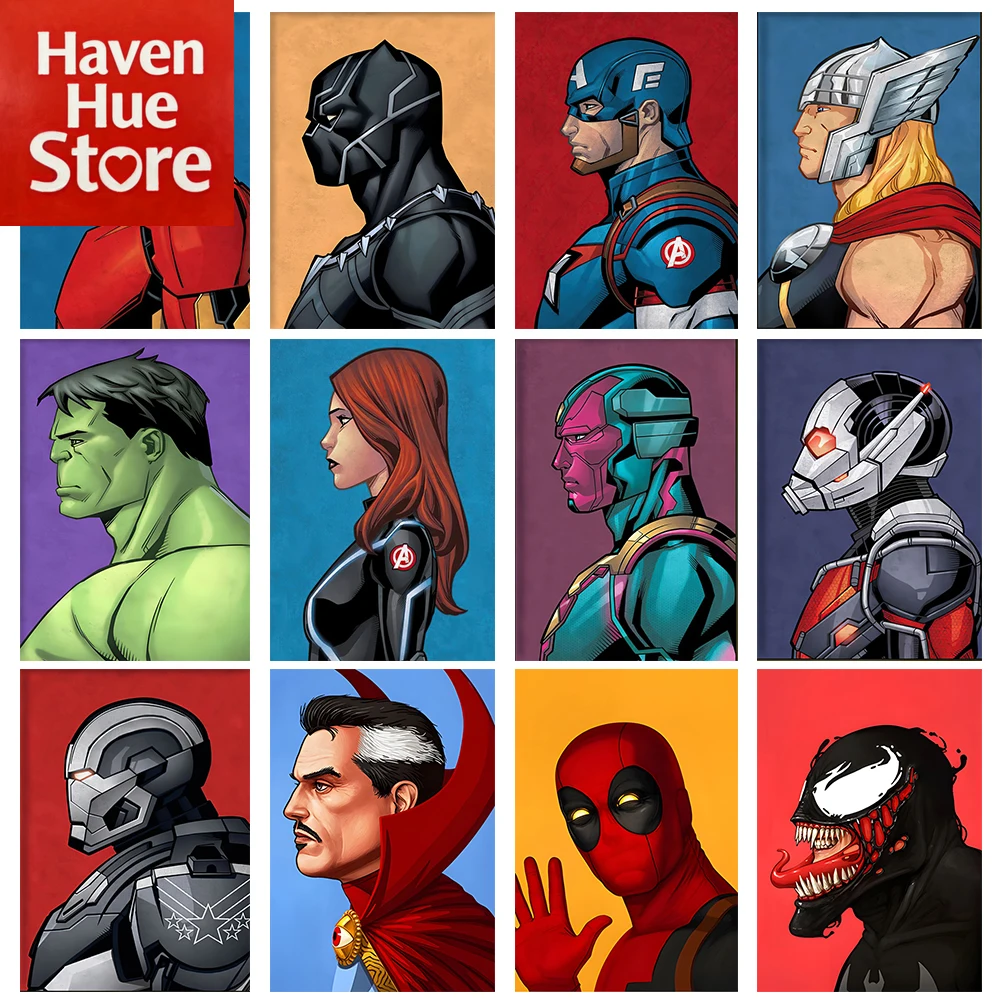 Pósteres artísticos de pared de superhéroe de la película de Marvel de Disney, SpiderMan, Iron Man, decoración sencilla para el hogar, pintura en lienzo, impresiones murales de imágenes,framel