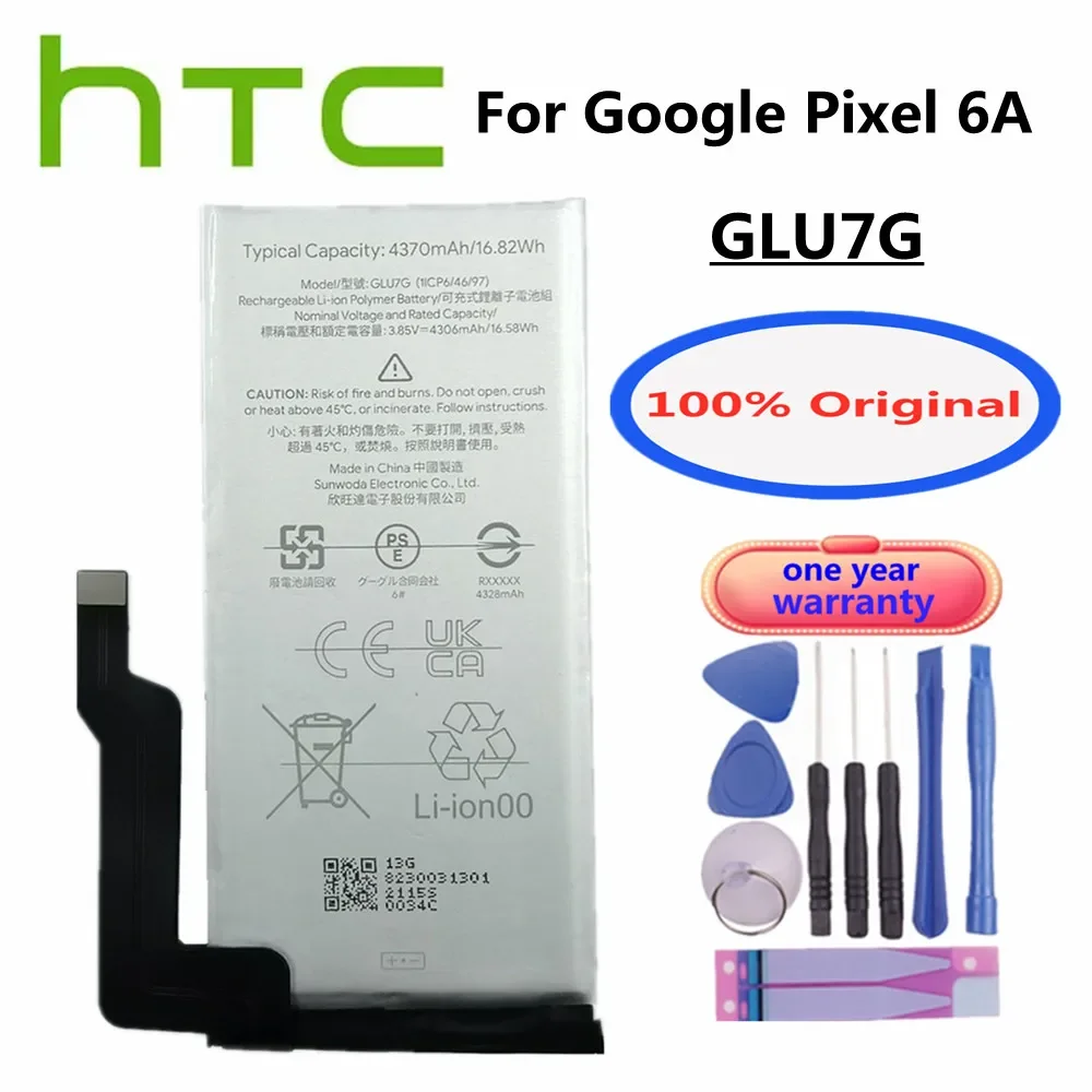 

GLU7G Original Replacement Battery For HTC Google Pixel 6A Pixel6A Mobile Phone Battery Batteries 4370mAh + Tools Kits