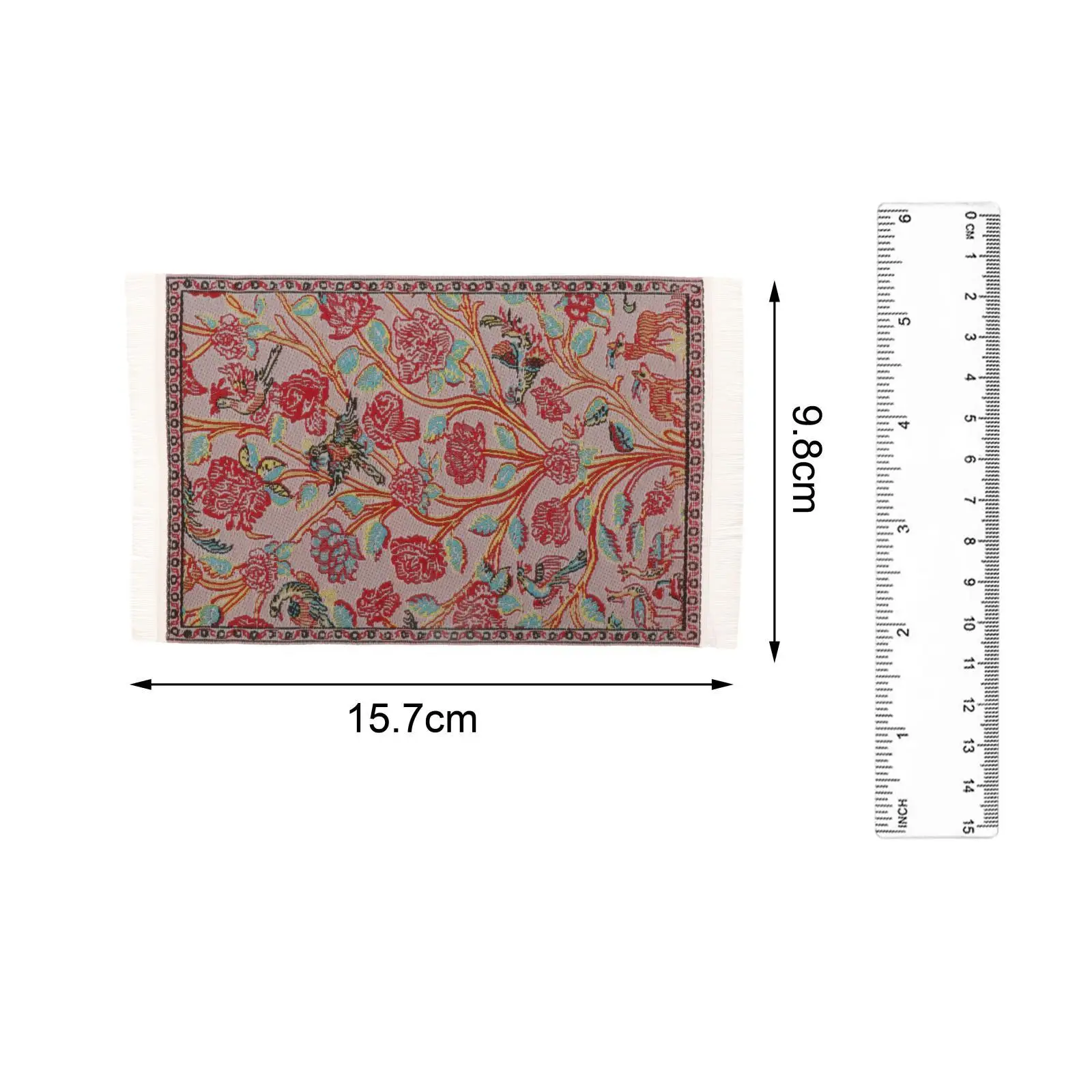 Dollhouse Rug Miniature Turkish Style Embroidery Floor Coverings for 1/12 Doll House Furniture Props