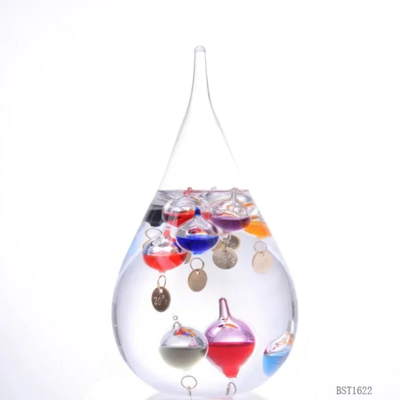 Room Droplet Thermometer Glass Crafts Suspended Color Ball Thermometer Droplet Galileo Thermometer