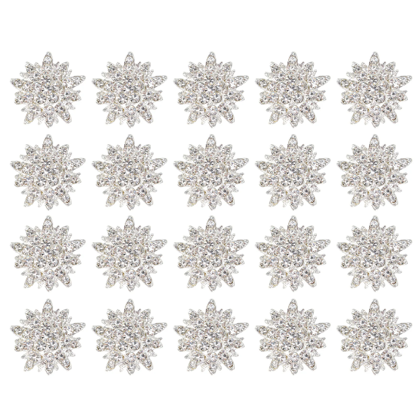 

24 Pcs Christmas Jewelry Diamond Snowflake Accessories Alloy Pendant Decor Accessory DIY Making Necklace White Decoration Miss