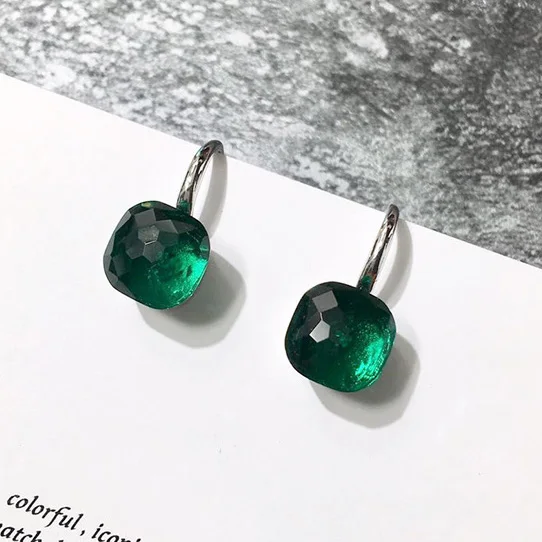 100% 925 Sterling Zilver Snoep Stijl 21 Kleuren Blauw Wit Rood Groen Geel Crystal Drop Earring Voor Vrouwen Fijne Sieraden