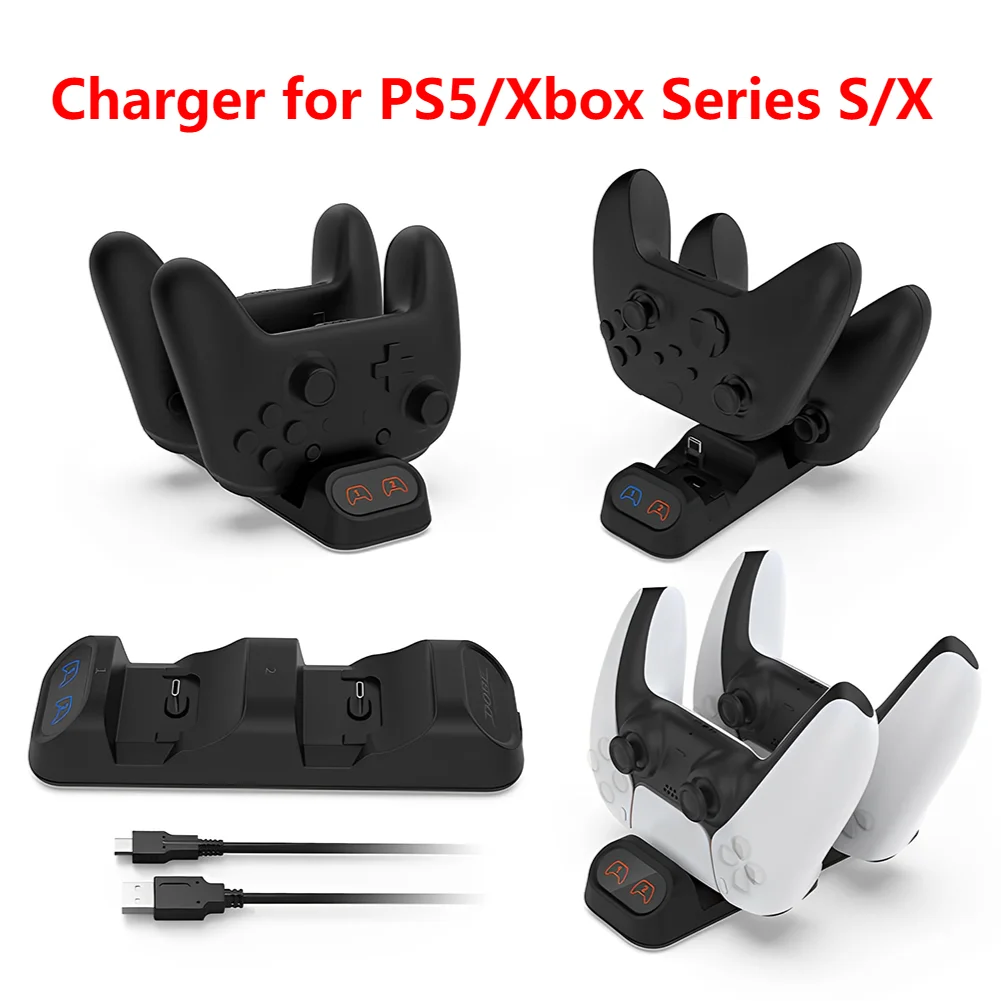 

Зарядная док-станция Type-C для контроллеров Switch Pro с индикатором зарядки для зарядки контроллеров PS5/Xbox Series S/X