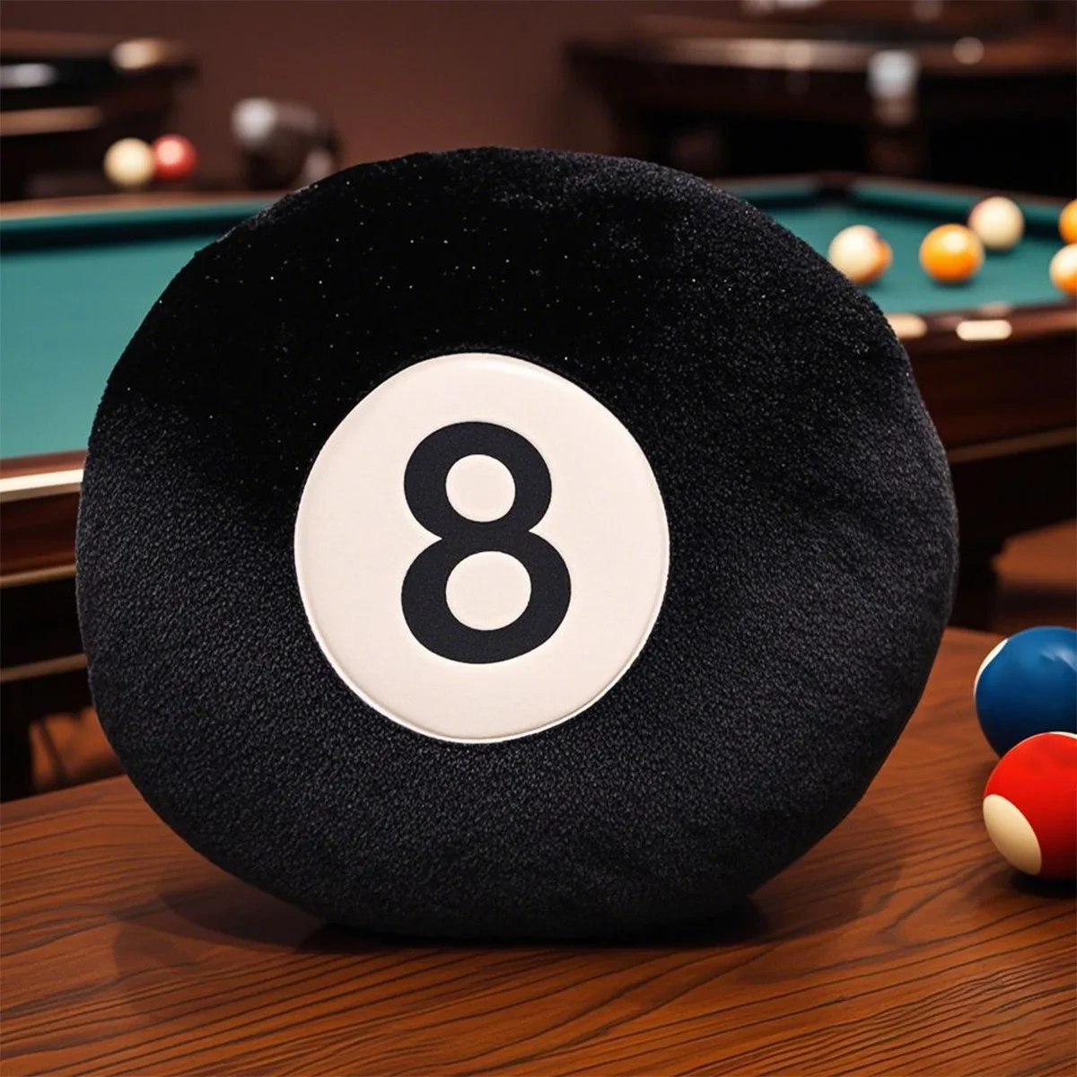 

1pc 8 ball pillow soft pillow, cushion, black billiards filling pillow, suitable for family beds, sofas, and living room decor