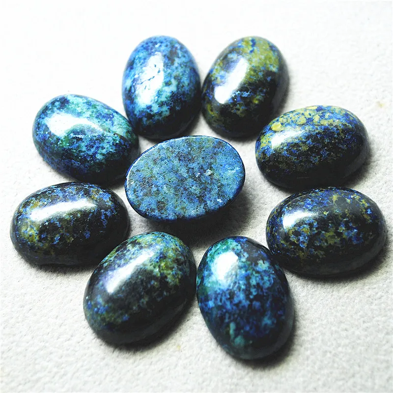 10PCS Nature Chrysocolla Gem Stone Beads Cabochons No Hole Oval Shape Size 18x25MM Spacer Beads For Pendants Making