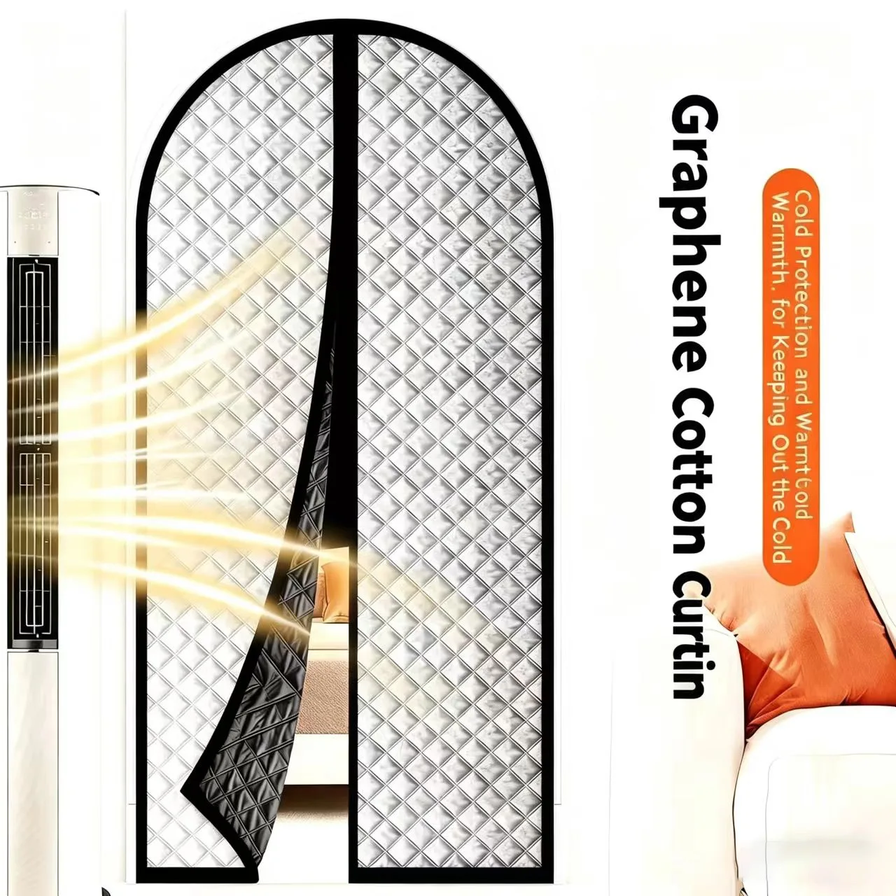 Curved Magnetic Cold Proof Home Thick Cotton Door Curtains, Partition Curtains,winter Noise Reducing and Warm Windproof Curtains