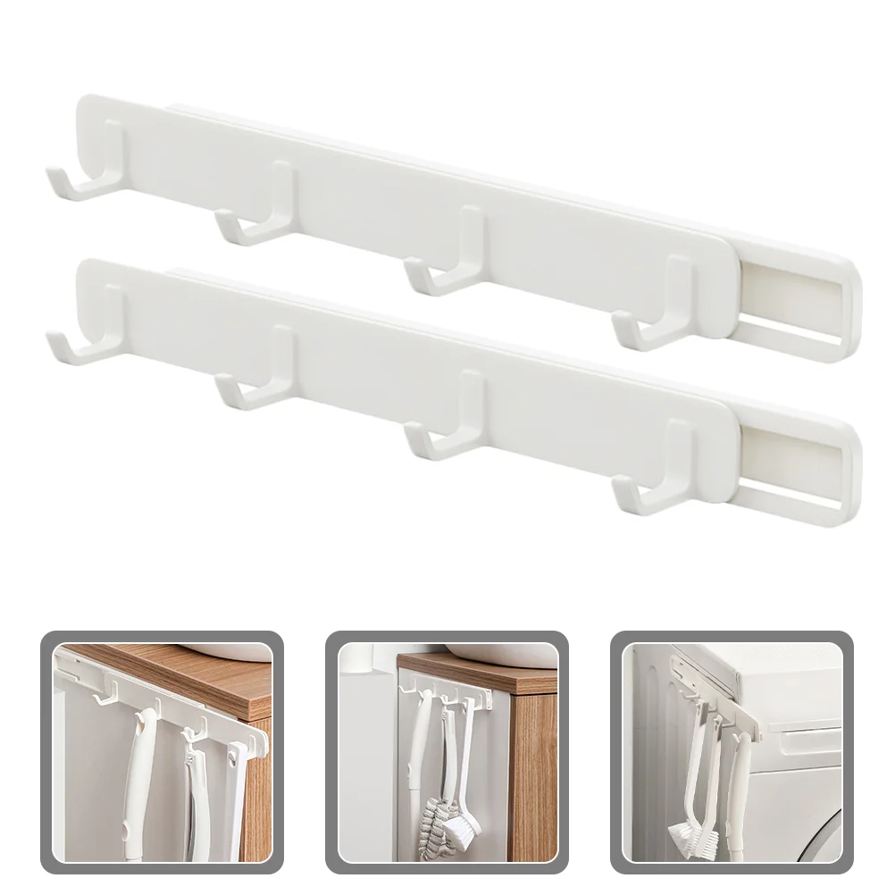 

2 Pcs Washing Machine Pull-out Gap Slide Hook Heavy Duty Clothes Hangers Sliding Hooks Abs Bathroom Row