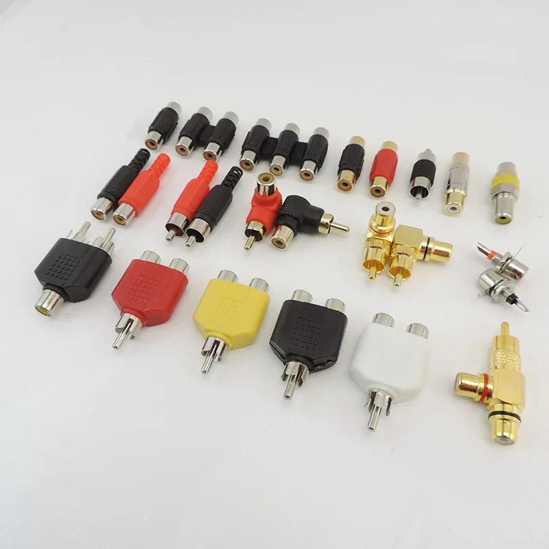 RCA موصل قابس مقبس ذكور وإناث ، كاميرا CCTV ، فيديو AV ، صوت W28 ، M ، F ، 2RCA ، محولات 3RCA