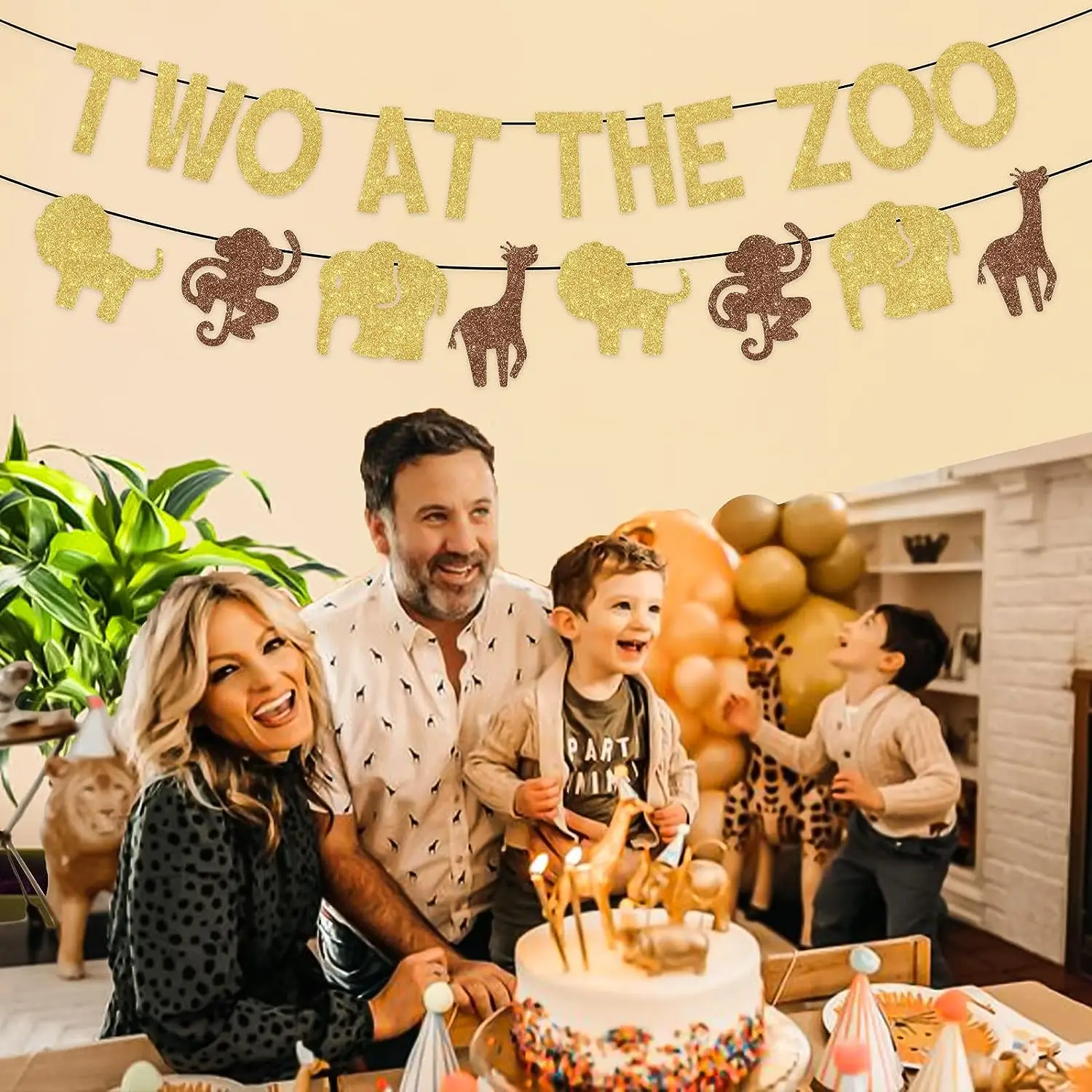 Wild Jungle Safari 2nd Birthday Banner, Party Decorations, Jungle Animal Theme, 2 at the Zoo