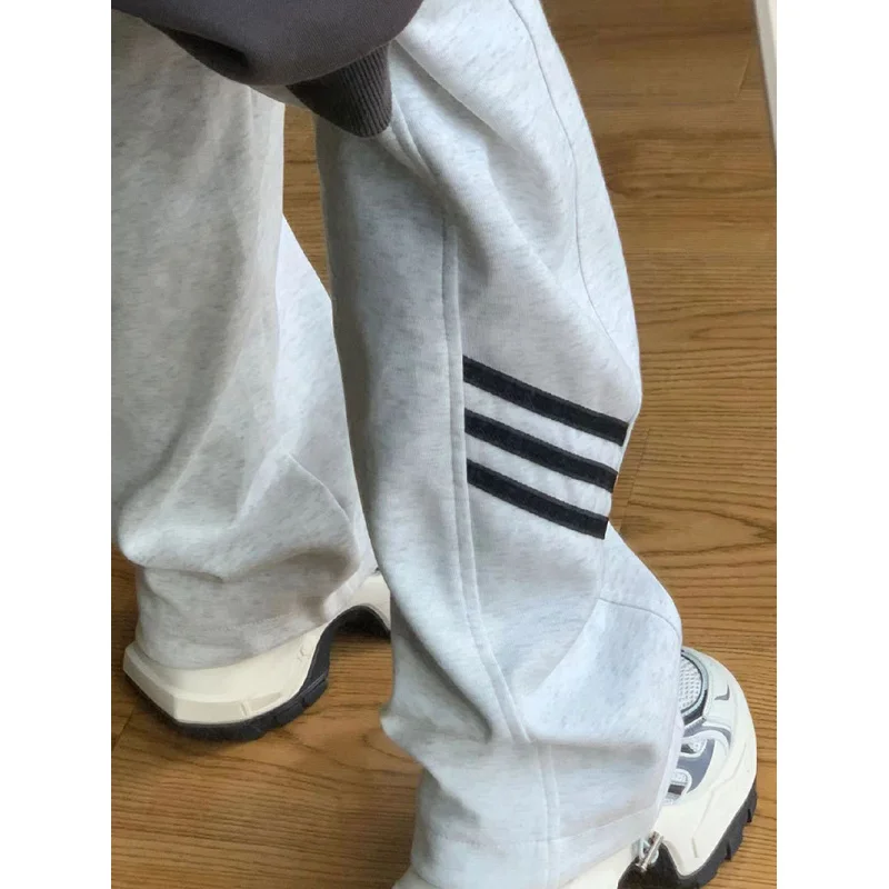 

Women's gray drawstring sweatpants for autumn and winter2023New American-style loose-fitting jogger sweatpants for petite indivi