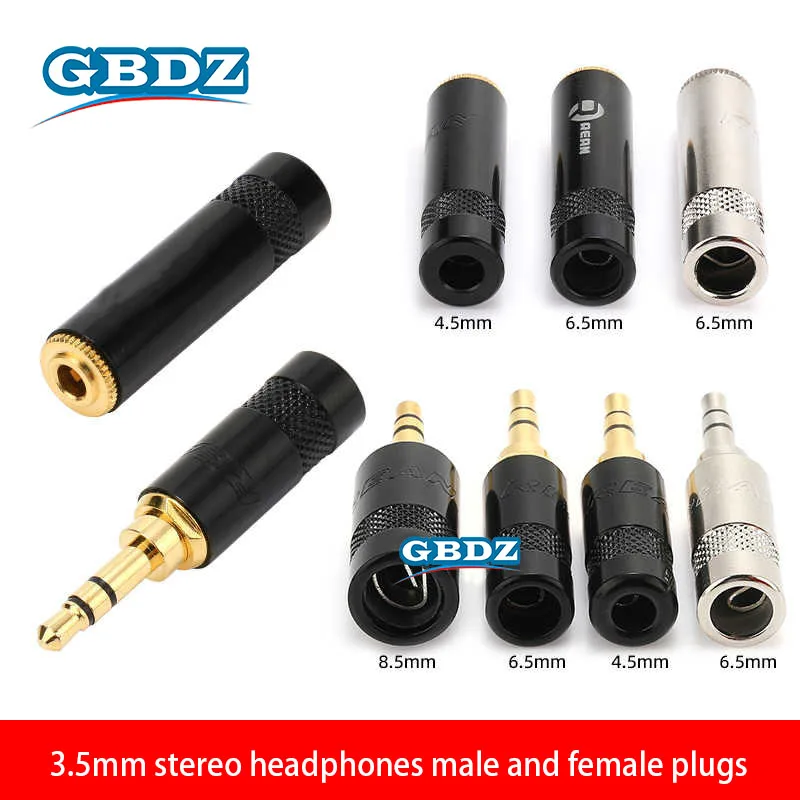 1-20 Pcs Rean Jack 3.5mm Stereo Headphone Plug Male/Female Pair Recording Line Small 3 Core Plug Gold Plated Repair Welding Plug