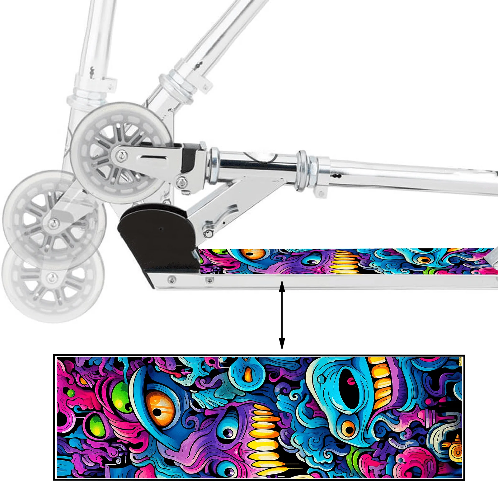 

Colorful Fantasy Monster Cool Trendy Scooter Stickers, Skateboard Stickers, Scooter Foot Mat Stickers, Personalized Cool