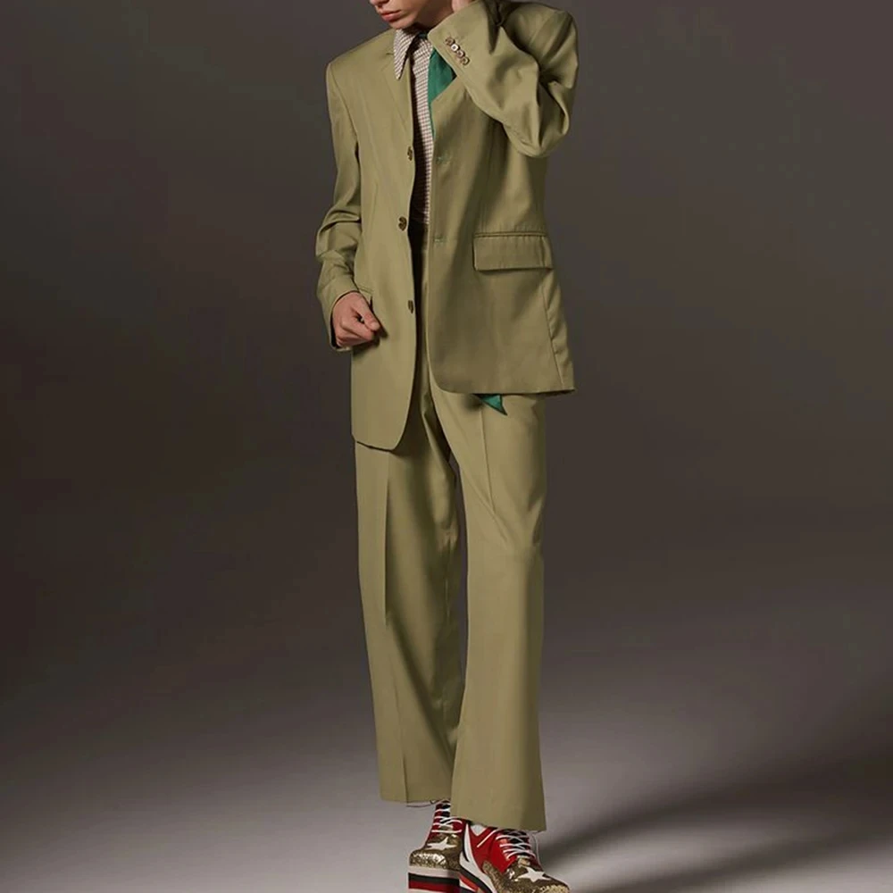 

Новые свободные мужские костюмы из 2 предметов, однобортные, с лацканами, для свадьбы, вечера, повседневная мужская одежда Daliy, куртка + брюки на заказ