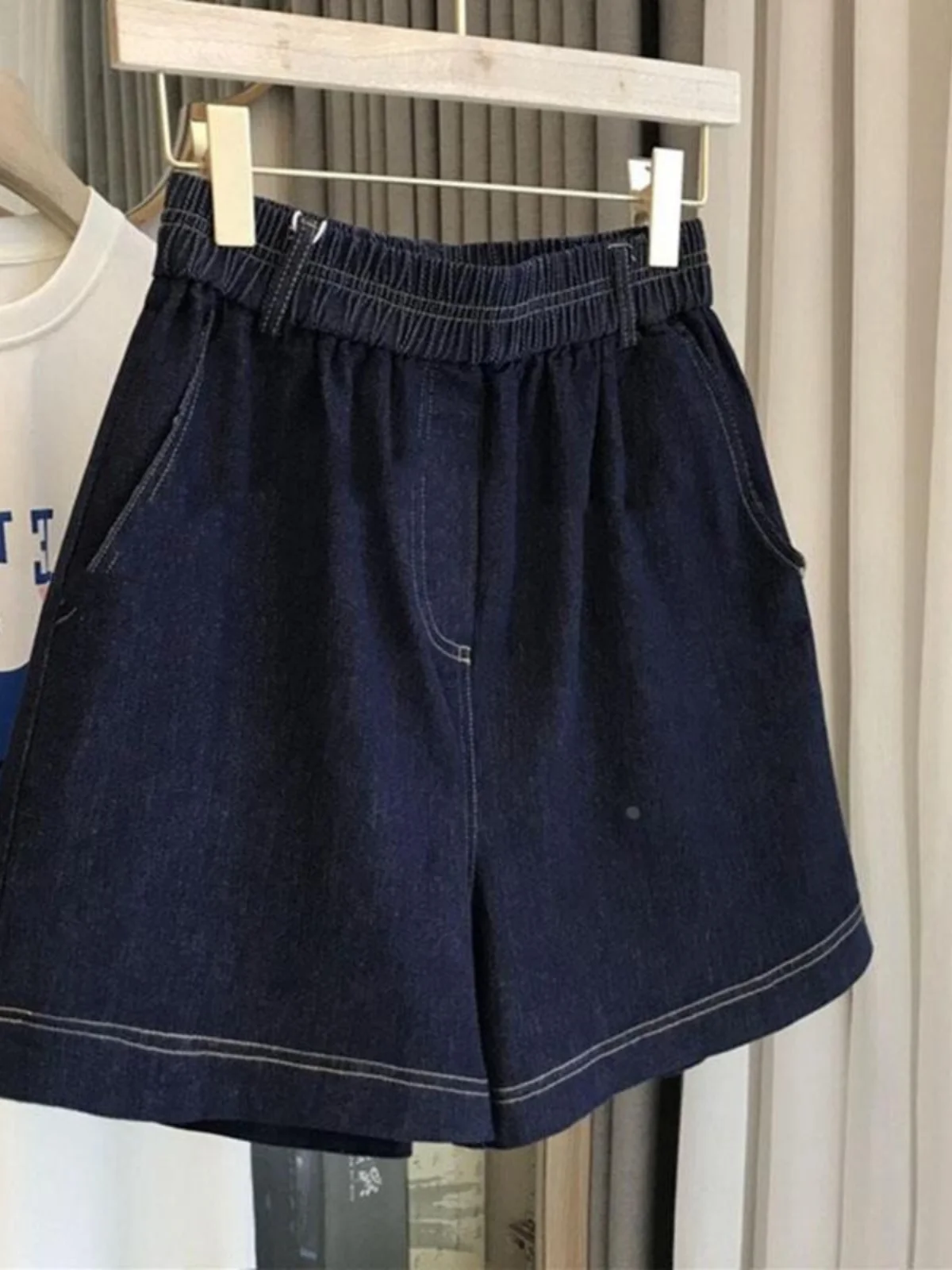 

Korean Style High Waist Thin Denim Shorts Women's Summer New Loose Wide Leg Casual Pants Comfortable Fit Five Lengths Available