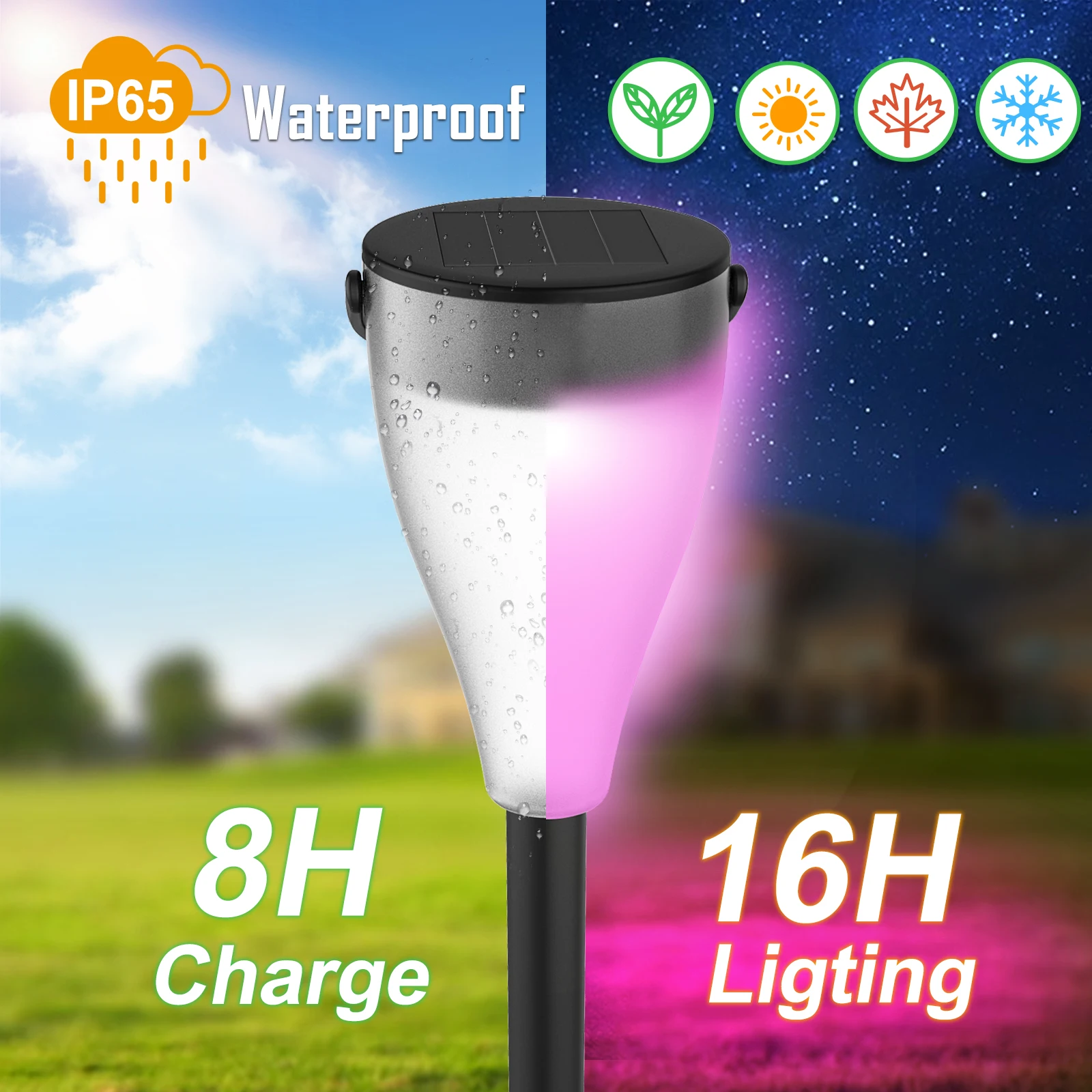 6 PCS Colorful Solar Lights Outdoor IP65 Waterproof Garden Lights Beautiful Decoration for Lawn Yard Path Landscape