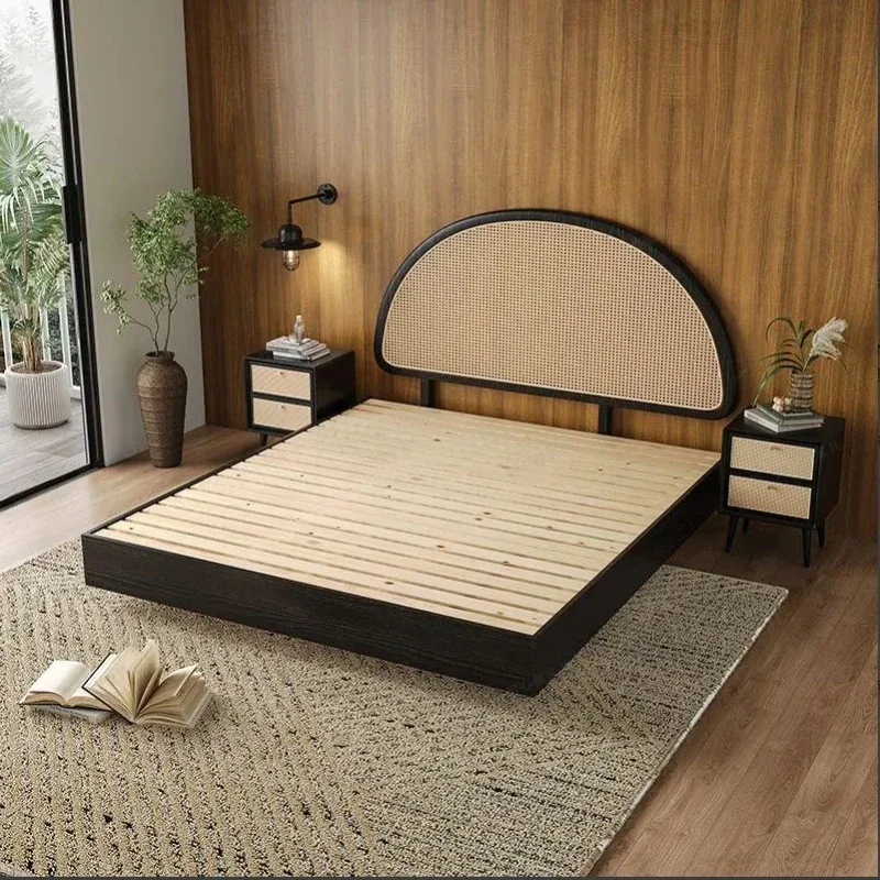 

# C Современная простая двуспальная кровать в японском стиле с ежемесячной современной спальни, подвесная кровать из массива дерева