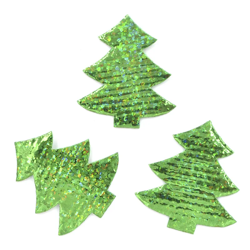 40Pcs 30*34mm Laser Cloth Christmas Tree Patches DIY Clothing Patch Applique DIY Accessory Sewing Supplies