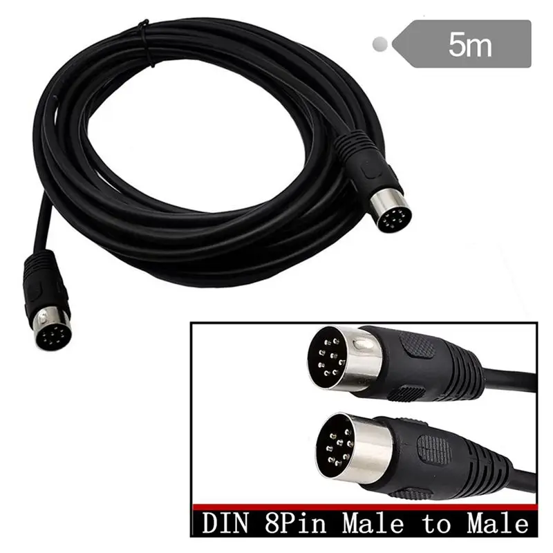 AS95 2X 8 Pin Din Male To Male Speaker Audio Cable Adapter for Surveillance Automotive Computers Television Precision 5M