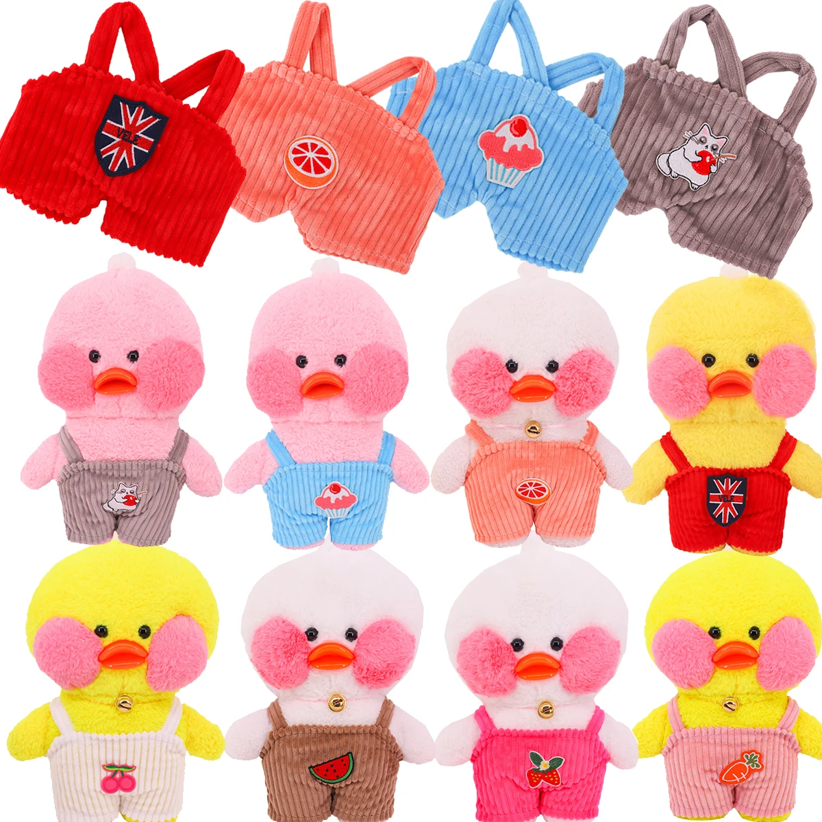 Clothes overalls For 30cm LalaFanfan Accessories Stuffed Soft Duck Figure Toy Animal For Baby Birthday Festival Gift，For Girl