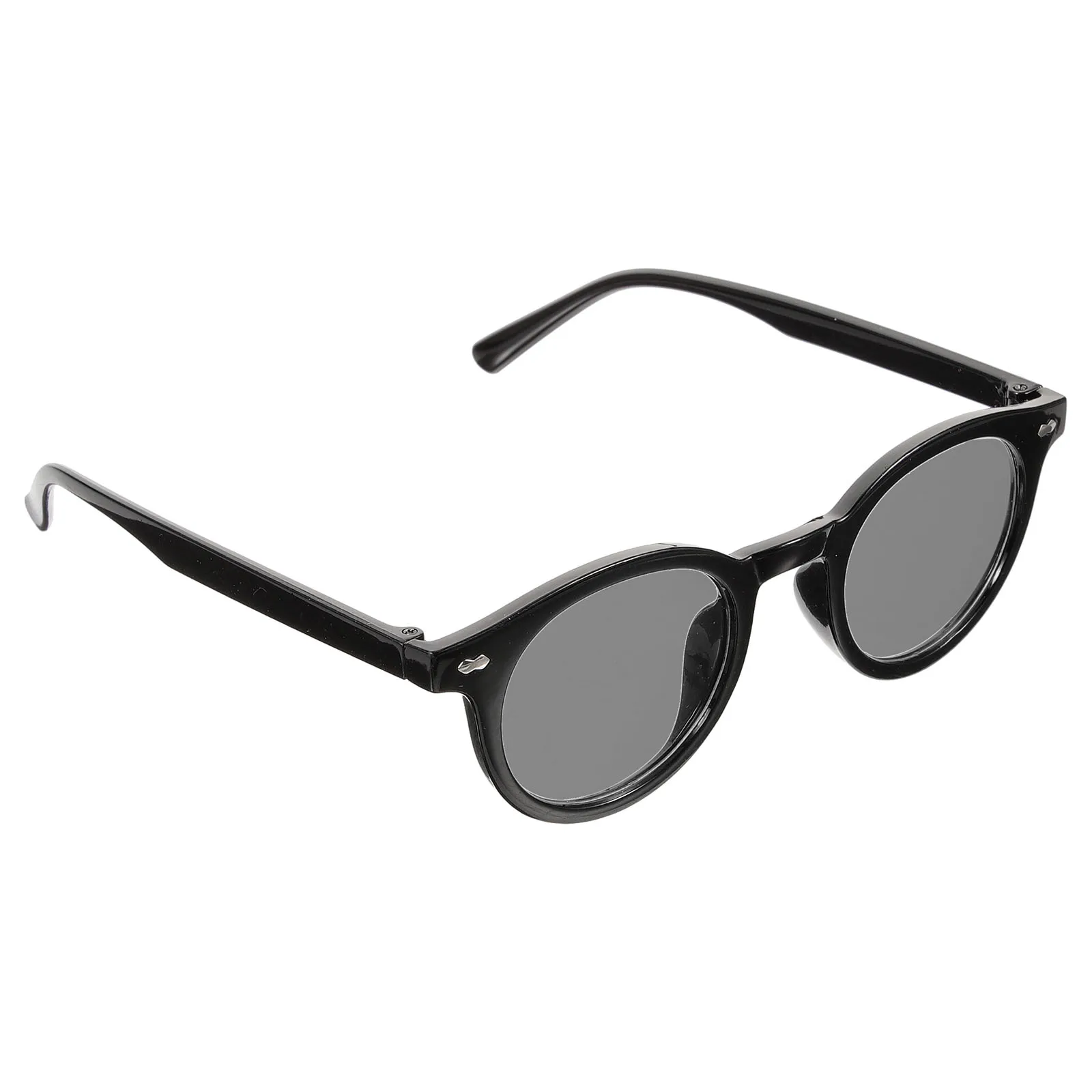 

Round Frame Sunglasses Black Rim Grey Lens Polarized Plastic Lightweight Outdoor Cycling Fashion Trendy Summer Accessories