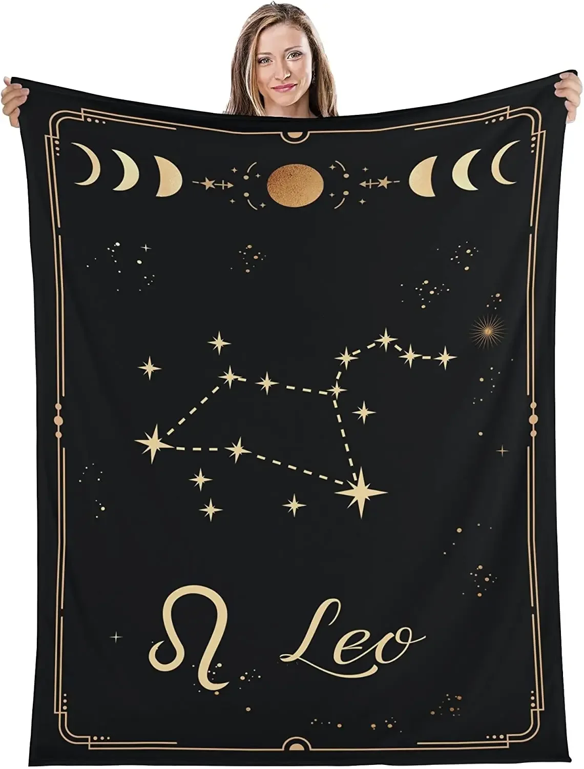 Twelve Constellations Flannel Throw Blanket Minimalist Star Pattern Blanket Libra Gemini King Queen Size for Bed Sofa Couch Gift