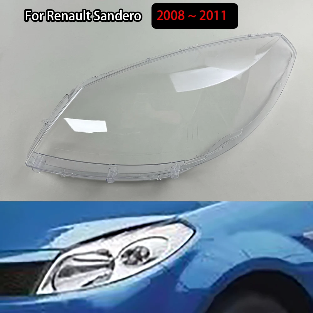 For Renault Sandero 2008 2009 2010 2011 Headlight Cover Transparent Lampshade Lamp Shade Plexiglass Replace Original Lens