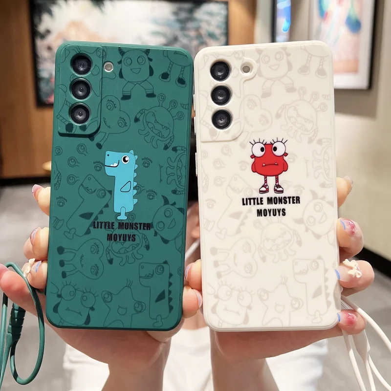 Luxury Ice Cream Smile Face Case for Samsung Galaxy A12 A32 A51 A71 A52 A72 A50 S20 FE S21 Plus S22 Ultra Square Silicone Cover