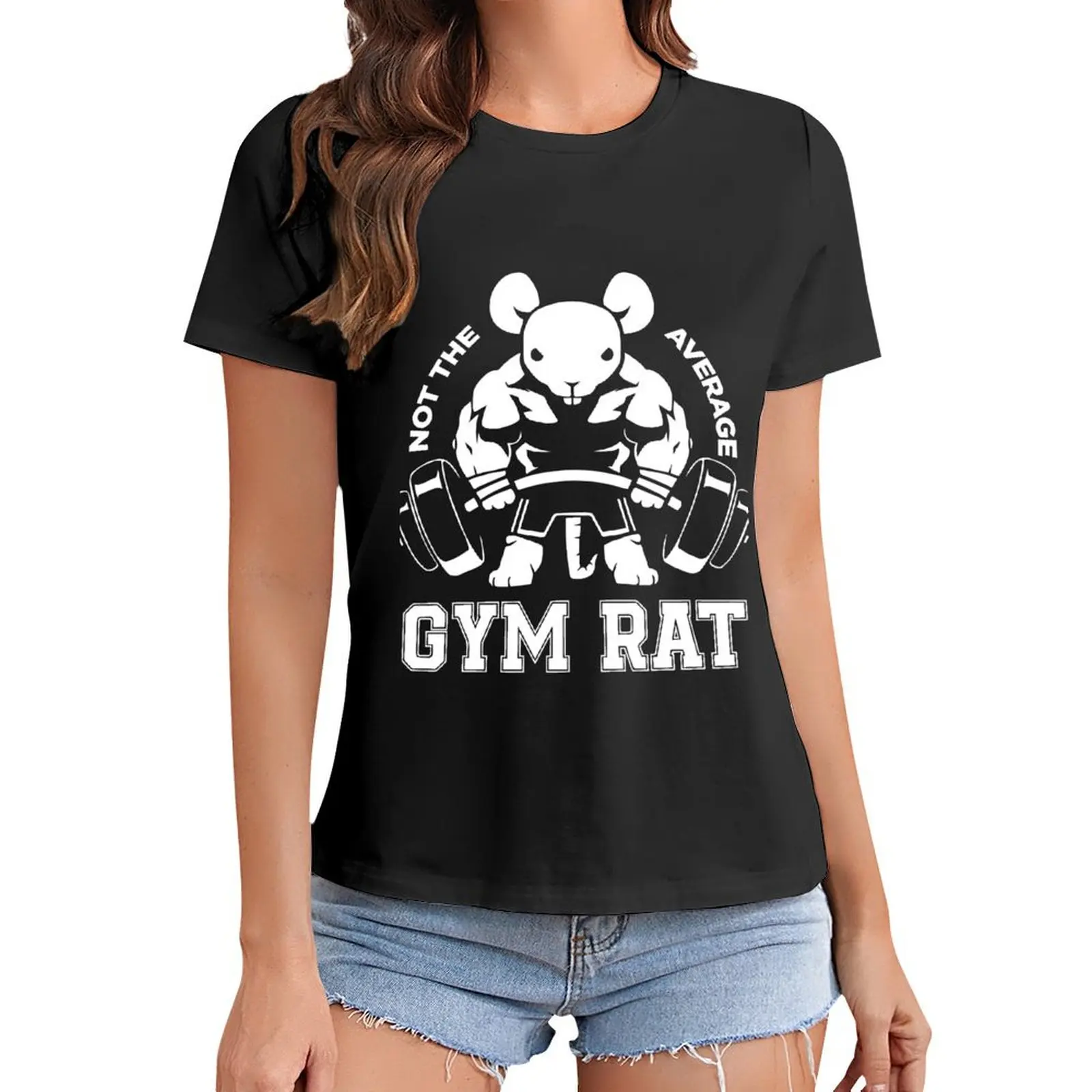 

Not the average GYM RAT T-Shirt blacks anime white t-shirts for Women