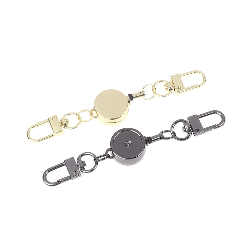 21MM Retractable Key Holder Anti-theft Metal Easy-to-pull Buckle Rope Elastic Keychain Sporty Retractable Key Ring Accessories