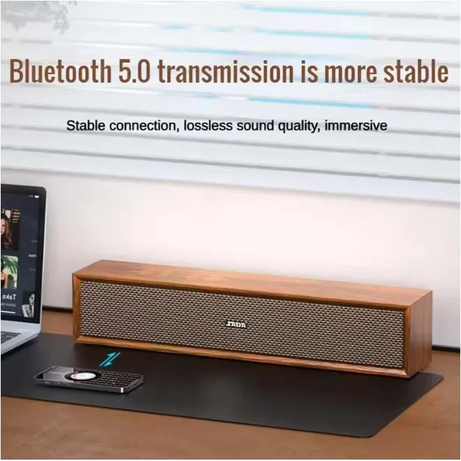 AOSIBAO-レトロ-木製-サウンドバー-Bluetooth-5.0-＆-有線-HIFI-スピーカー-重低音-360 ° サラウンドテレビ/デスクトップ/ホームシアター用