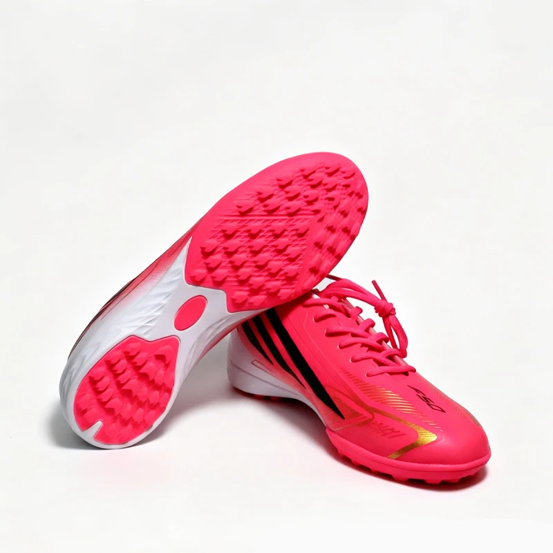 PINK Mens Soccer Shoes Boys Training TF/FG Outdoor Sport Football Boots Adult Long Spikes Non Slip Match Soccer Cleats 34-45