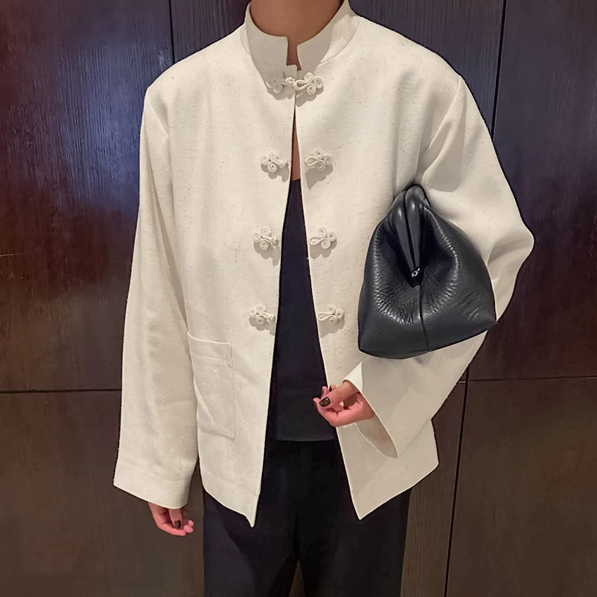 Khaki Vintage Stand Collar Blouse - Women's Long Sleeve Button Top