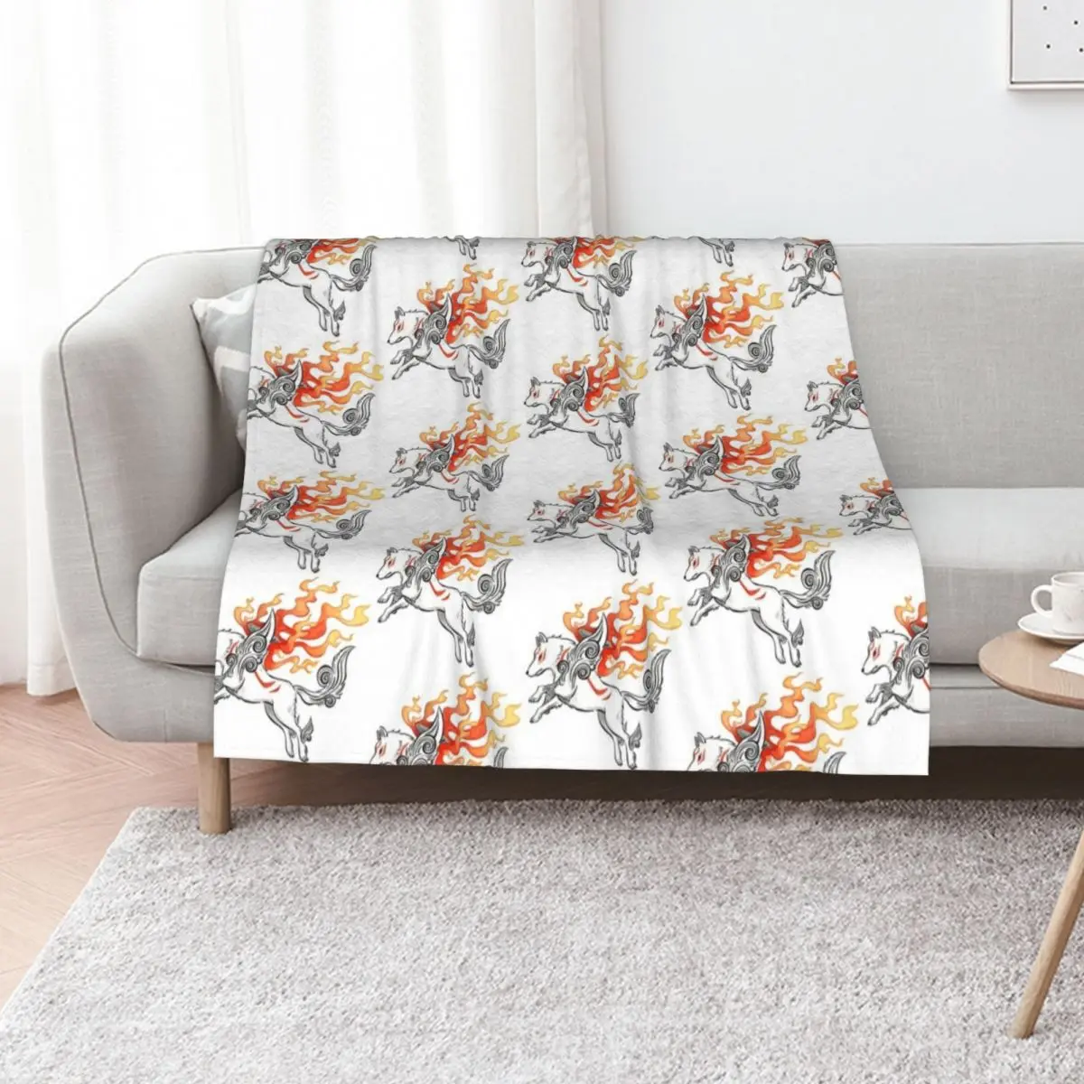 Okami Amaterasu white wolf in watercolour Throw Blanket Picnic For Baby Large Bed covers For Sofa Thin Blankets