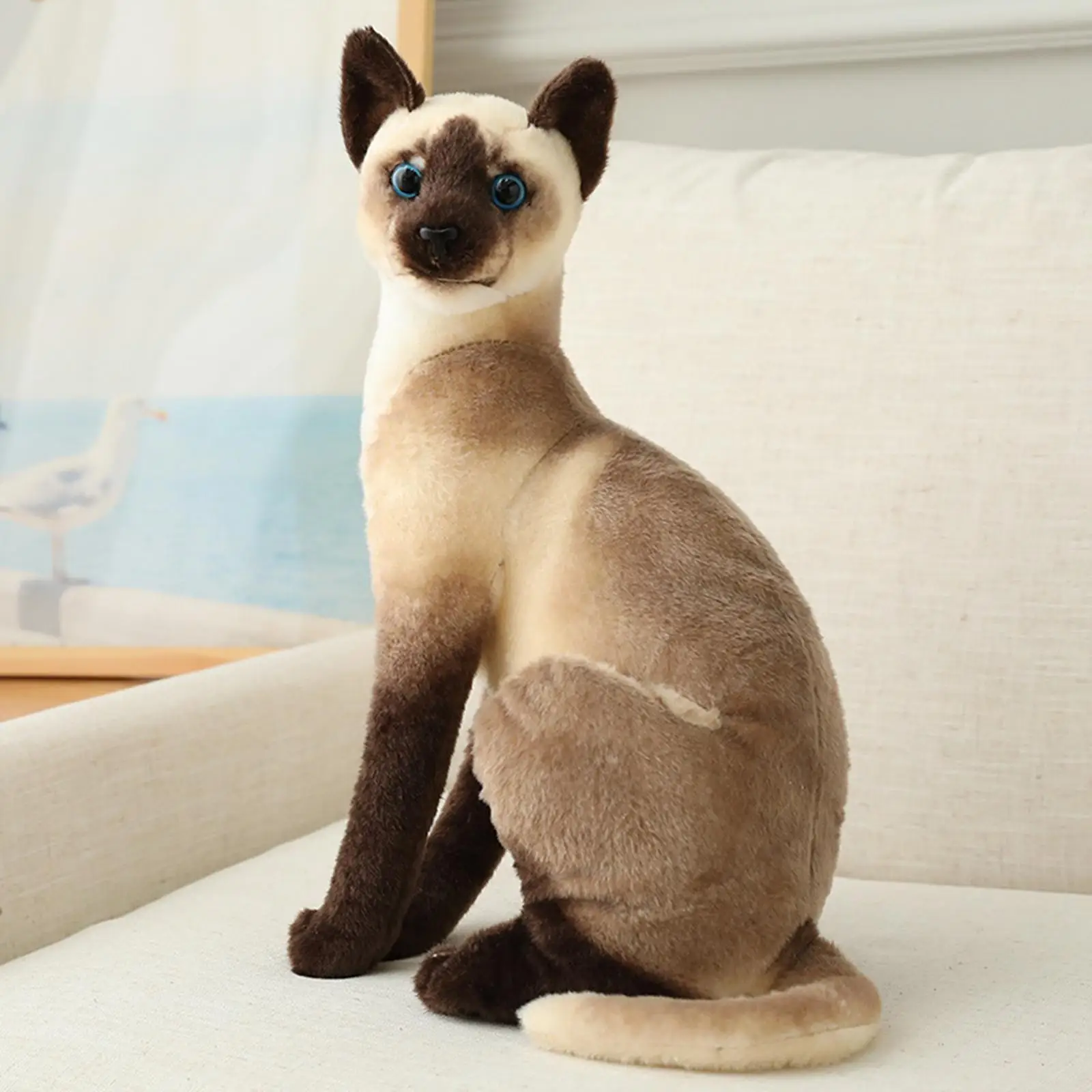 Stuffed Simulation Siamese Cats Animal Plush Stuffing for Birthday Gift