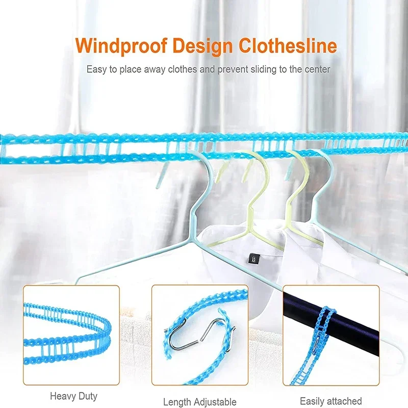 1PCS Portable Non-slip Clotheslines Windproof Clothesline for Outdoor Indoor Home Travel Drying Rack Clothesline Drying Rack