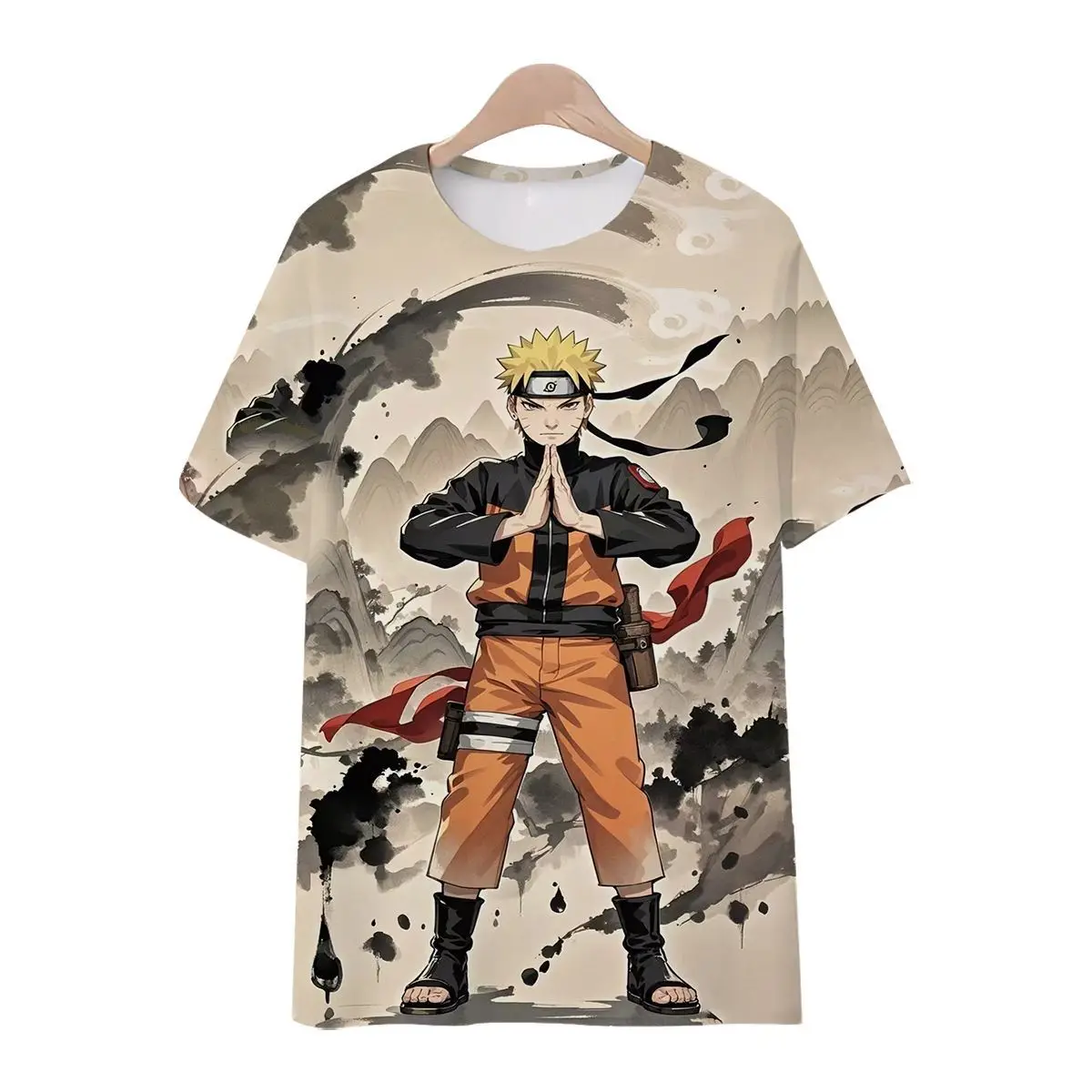 

Summer 2026 Naruto Swirl Theme Ink Style 3D Printing Breathable Quick Drying T-shirt Male and Female Parent-child Top Y2k