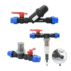 25mm 32mm PE Pipe Quick Connector 100/200 Mesh Screen Filter DN20 DN25 Pipe Fittings Fo Greenhouse Garden irrigation