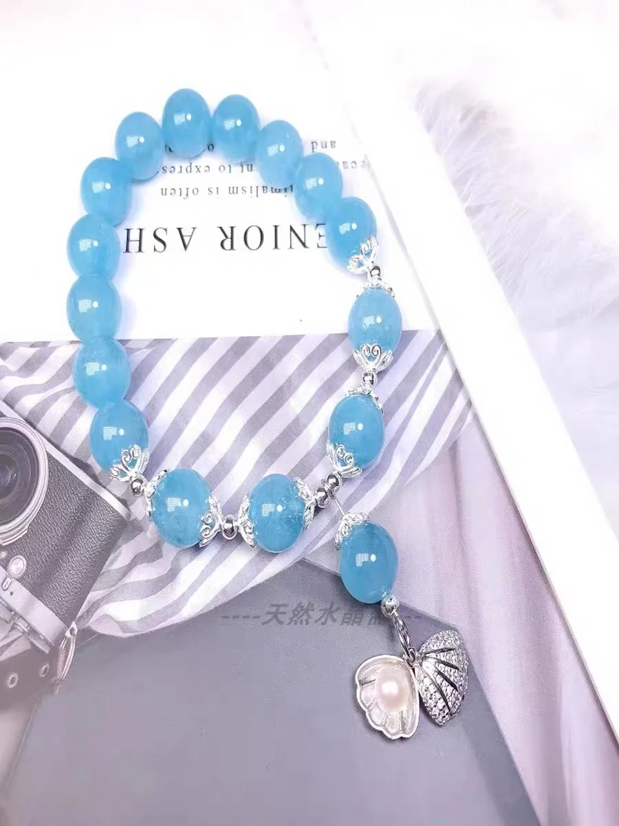 سوار فضي 925 للرجال والنساء ، مجوهرات الزبرجد الطبيعية ، قلادة حورية البحر ، جودة عالية #3