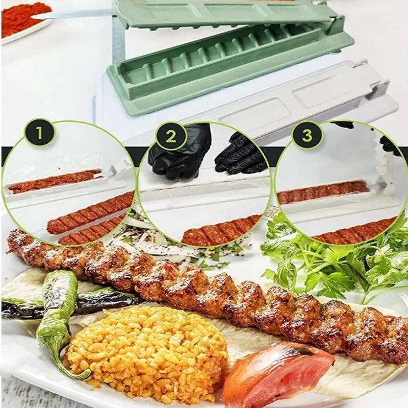 Kebab Maker Kebab 2.3cm Steel Skewers Manual Kebab Mould Reusable Barbecue Skewers for Meat Vegetable Outdoor Grilling Barbecue