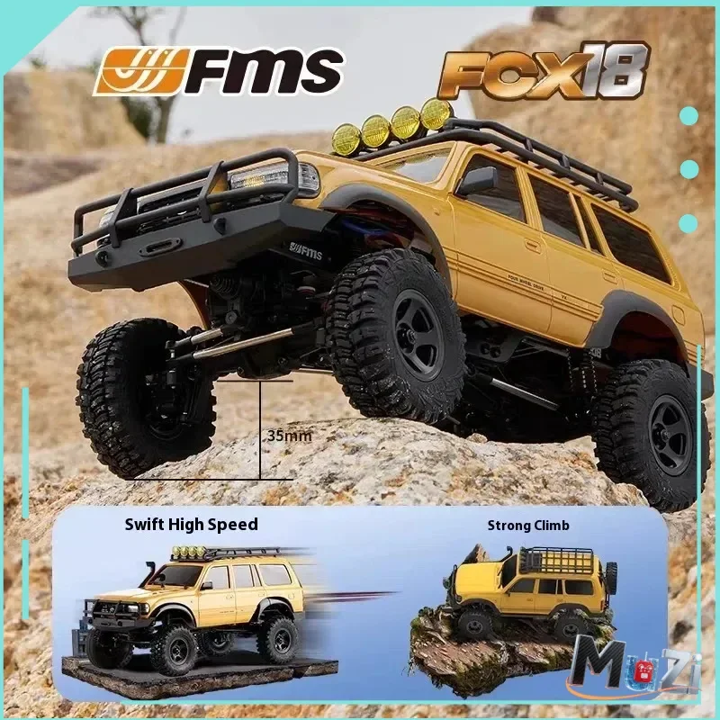 Fms fcx18 1/18 land cruiser lc80 carro de escalada rc carro de controle remoto simulação elétrica off road modelo brinquedo presente adulto