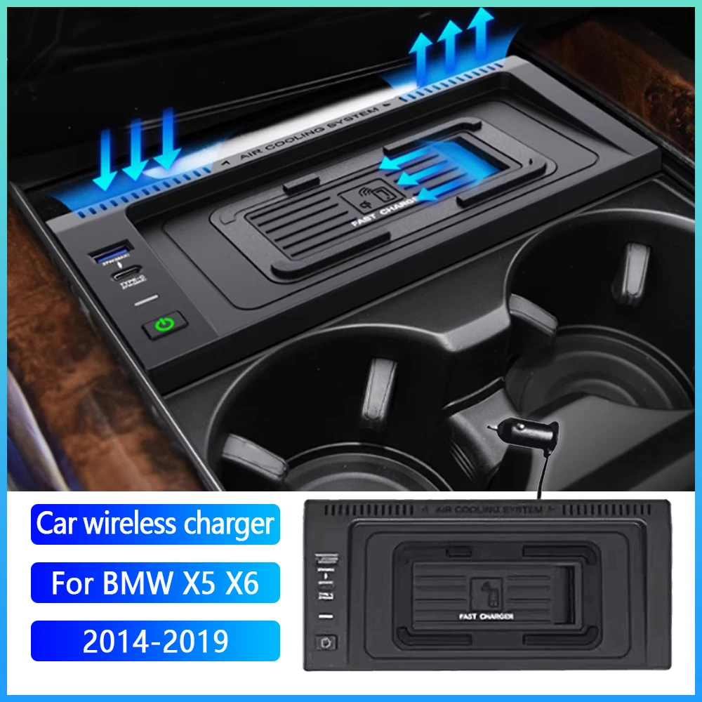 

15W Car wireless phone charger For BMW X5 F15 X6 F16 2014 2015 2016 2017 2018 2019 Charging pad Holder Fast charge Accessories