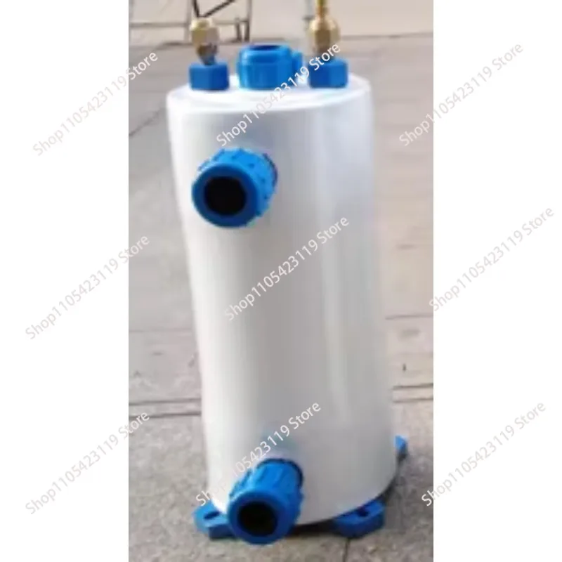 MHTA-1.5 Screw Titanium Tube Pvc Shell Heat Exchanger for Swimming Pool Heat Pump, Aquarium Chiller Evaporator Refrigeration
