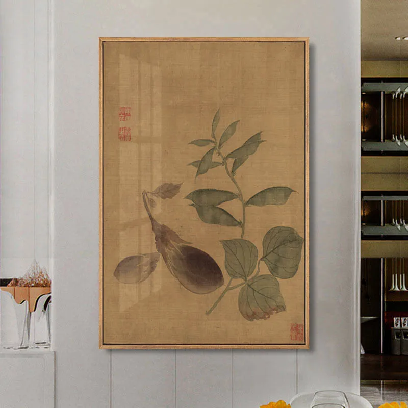 Abstract Chinese Style Ink Fruits and Vegetables Canvas Painting Vintage Wall Art Scenery Picture Posters Print Decoration