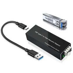 USB3.0 Type C to SFP/RJ45 2.5G/Gigabit Fiber/Ethernet Network Adapter for pc laptop tablet Compact NIC Network Card Open SFP