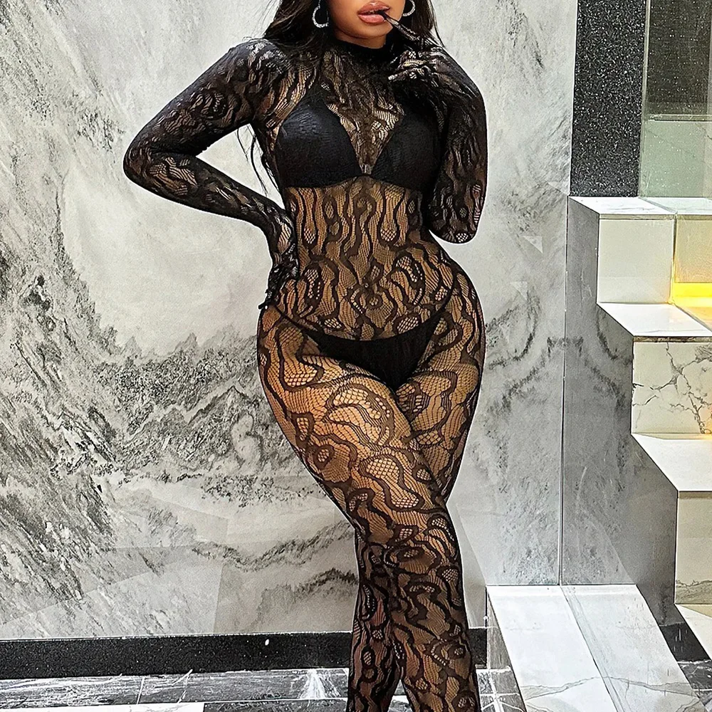 جديد Bodystockings مثير الكبار الإناث النساء الملابس الداخلية المثيرة الأسود قطعة واحدة ارتداءها الملابس الداخلية الاباحية Catsuit Crotchless Jumpersuits