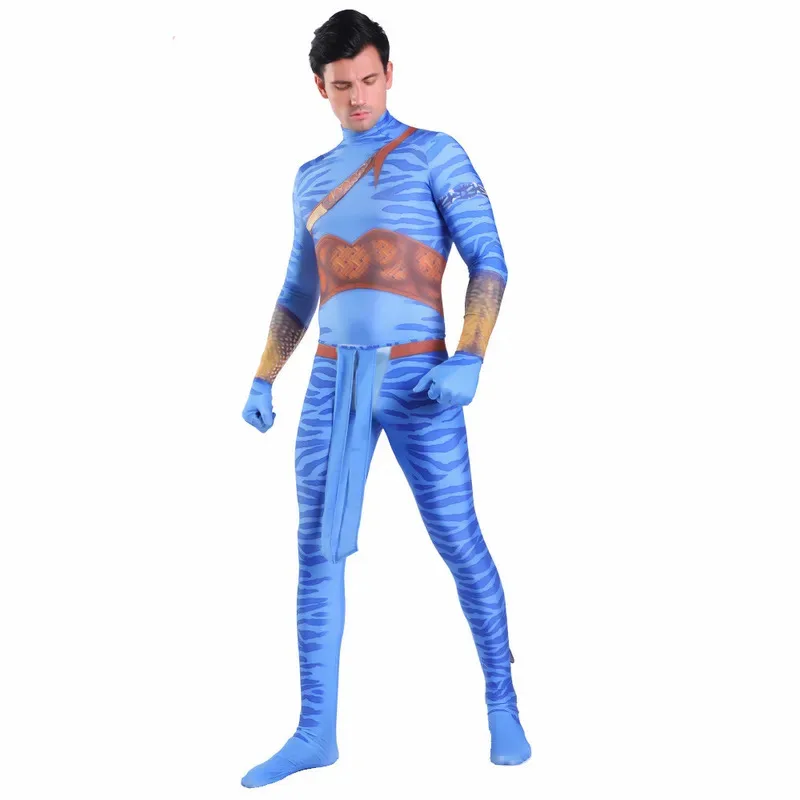 New Avatar 2 Cosplay Costume Movie Jake Sully Neytiri Bodysuit Suit Zentai Jumpsuit Halloween Costume For Women Men Child Kids