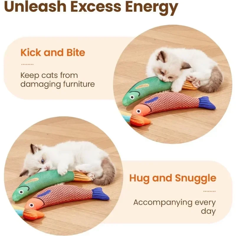 Cat Toys Saury Fish Crinkle Sound Plush Peyt Toys Interactive Cat Kicker Toy Teeth Grinding Cat Kitten Catnip Toys 5