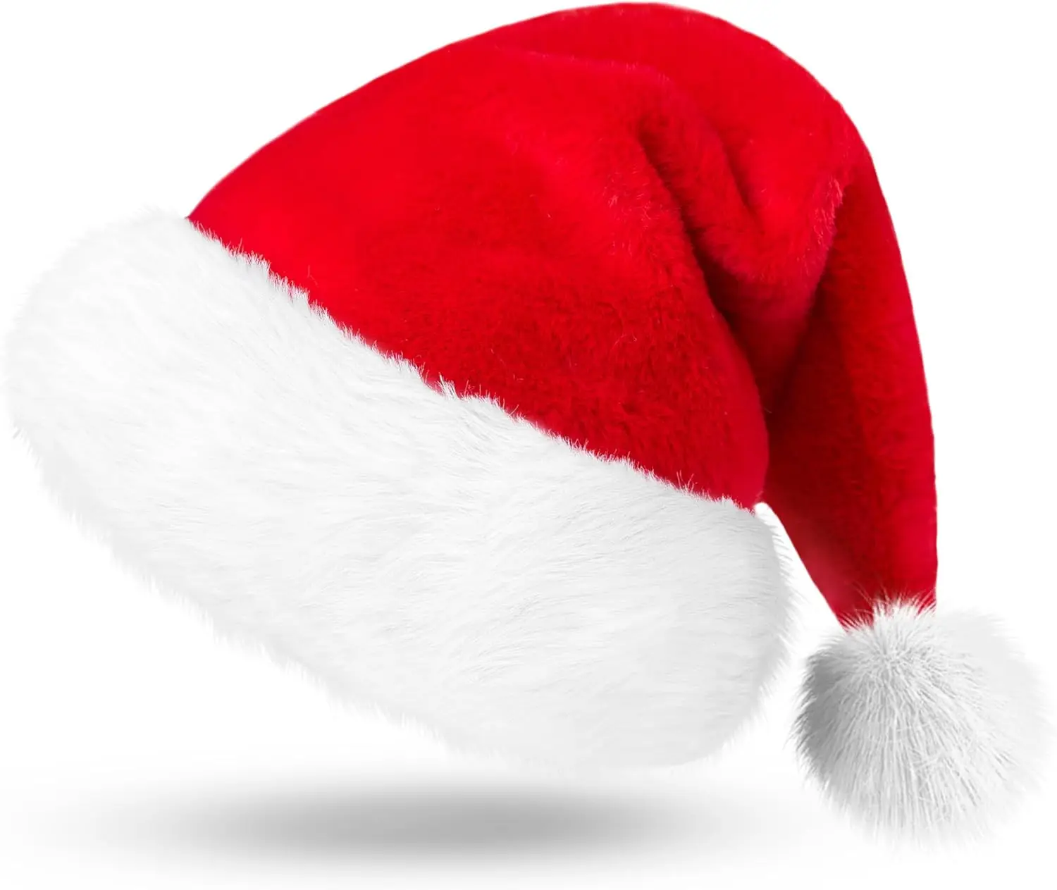 Plüsch-Weihnachtsmütze aus rotem Samt: Giggling-Tup mit Bommeln, Einheitsgröße, Weihnachtsgeschenk, Weihnachtsmütze