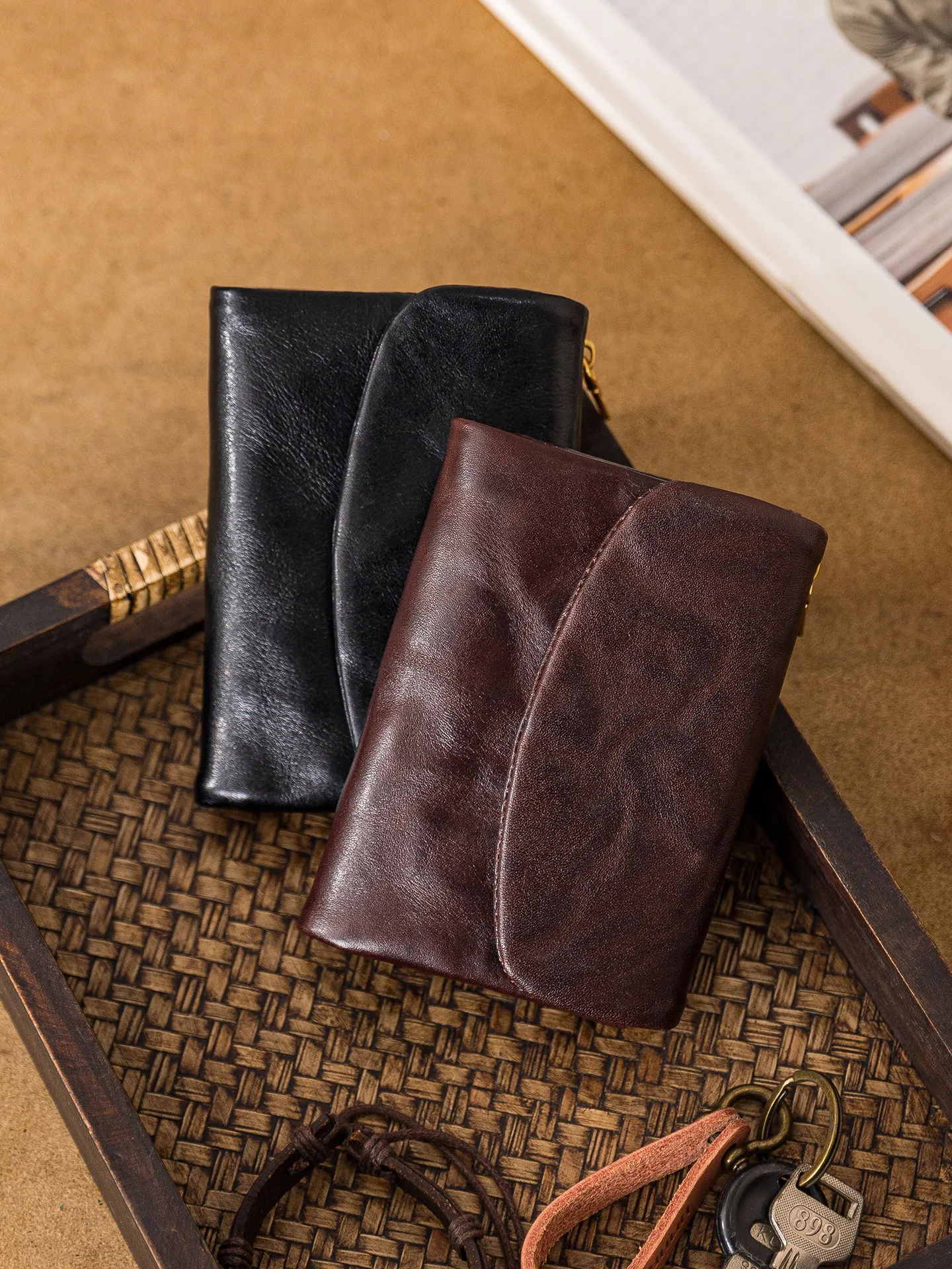 

fashion designer handmade vegetable tanned cowhide women's wallet vintage luxury soft genuine leather ID multi-card purse